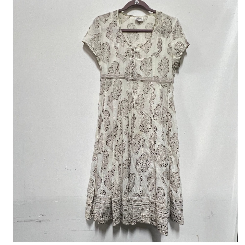 Anokhi for East Women's Dress Paisley Print‎ Cotton Casual Short Sleeve Size 8